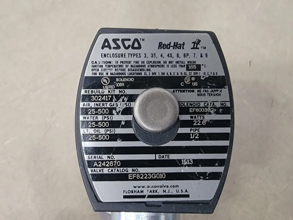 1/2" NPT 2-Way Solenoid Valve EF8223G010