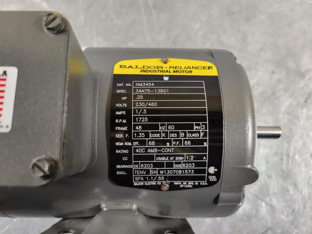 0.25 hp, 230/460 volts, 1725 rpm, 48 Electric Motor NM3454