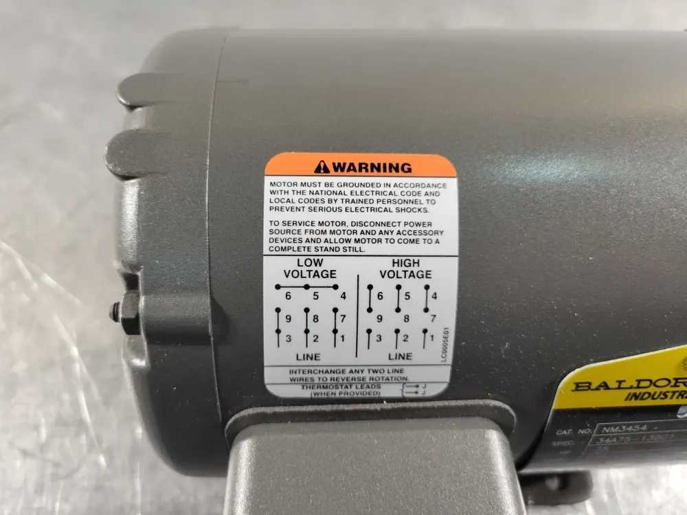 0.25 hp, 230/460 volts, 1725 rpm, 48 Electric Motor NM3454