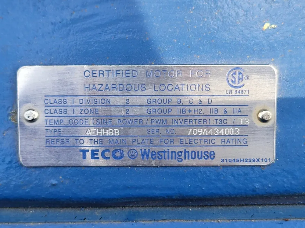 75 hp, 575 volts, 1180 rpm, 405T Electric Motor APH07506TE5-M voor voorportieren