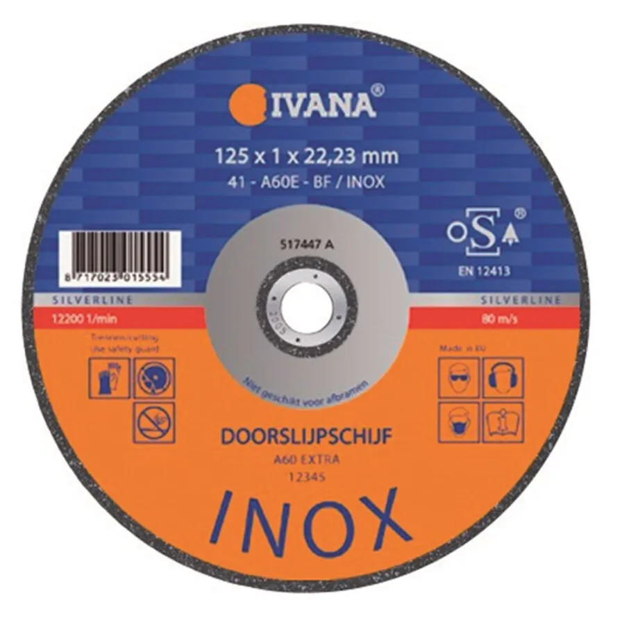 Industrieel Zwaar Belast Ivana Silverline INOX doorslijpschijf 230 mm