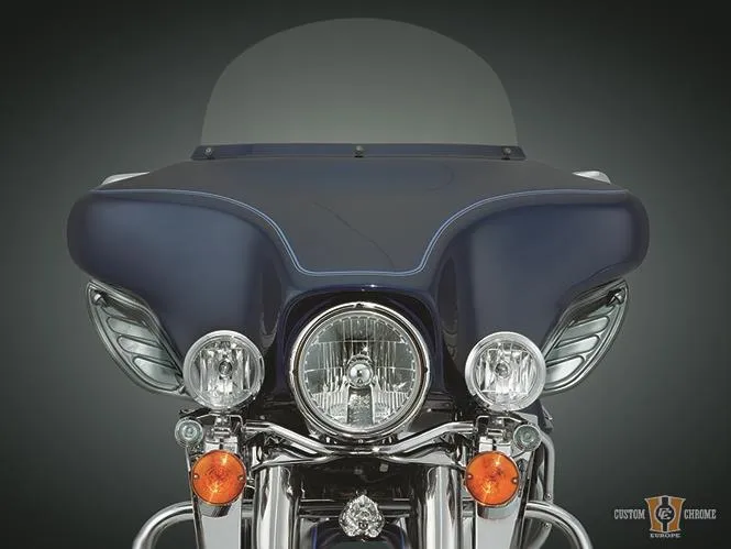 Dragon Wing Air Deflectors, dark smoked Harley-Davidson met zelfklevende 3M tape
