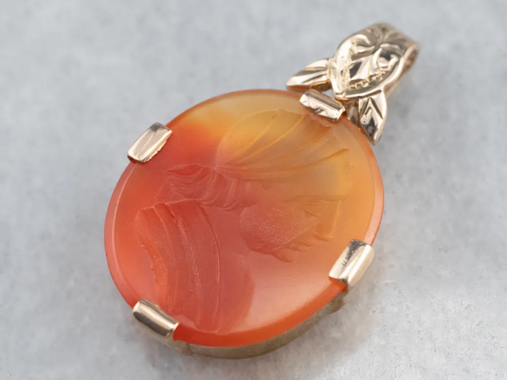 Carnelian Intaglio Verguld Pendant