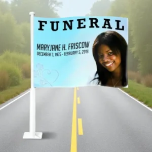 Princess Funeral Car Flag and Pole zwarte poedercoating