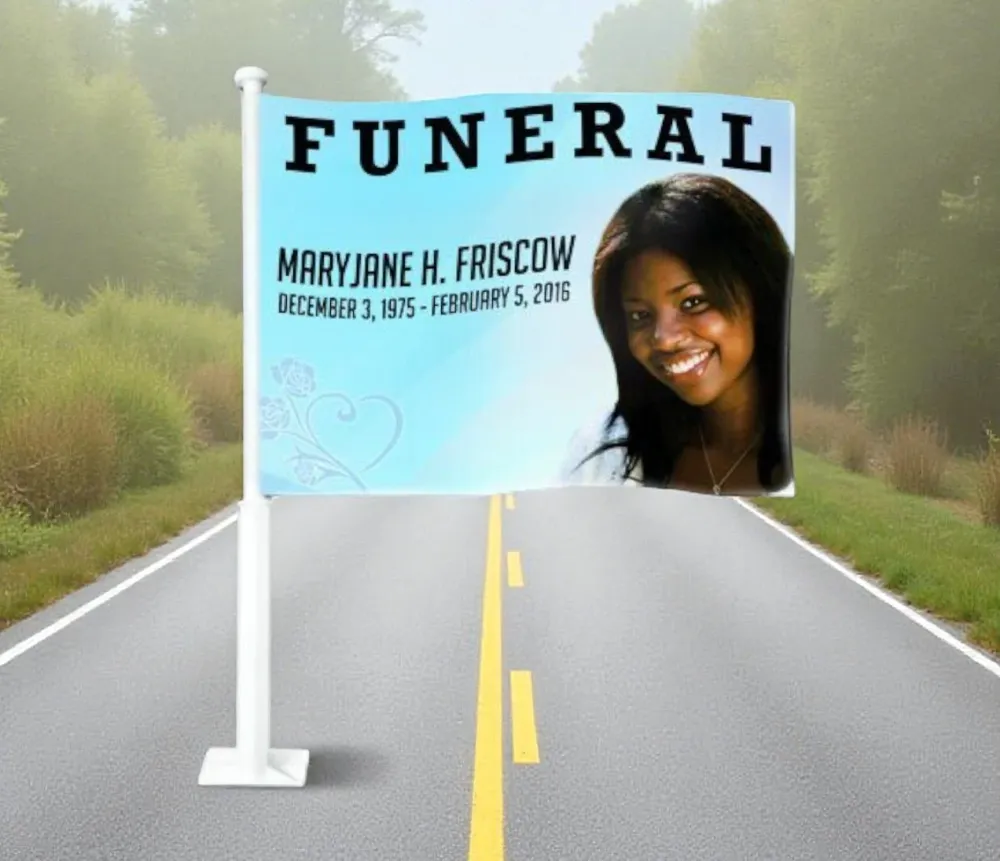 Princess Funeral Car Flag and Pole zwarte poedercoating
