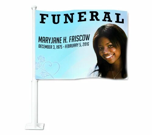 Princess Funeral Car Flag and Pole zwarte poedercoating