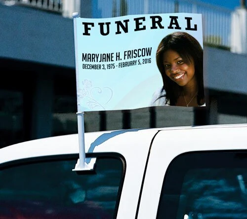 Princess Funeral Car Flag and Pole zwarte poedercoating