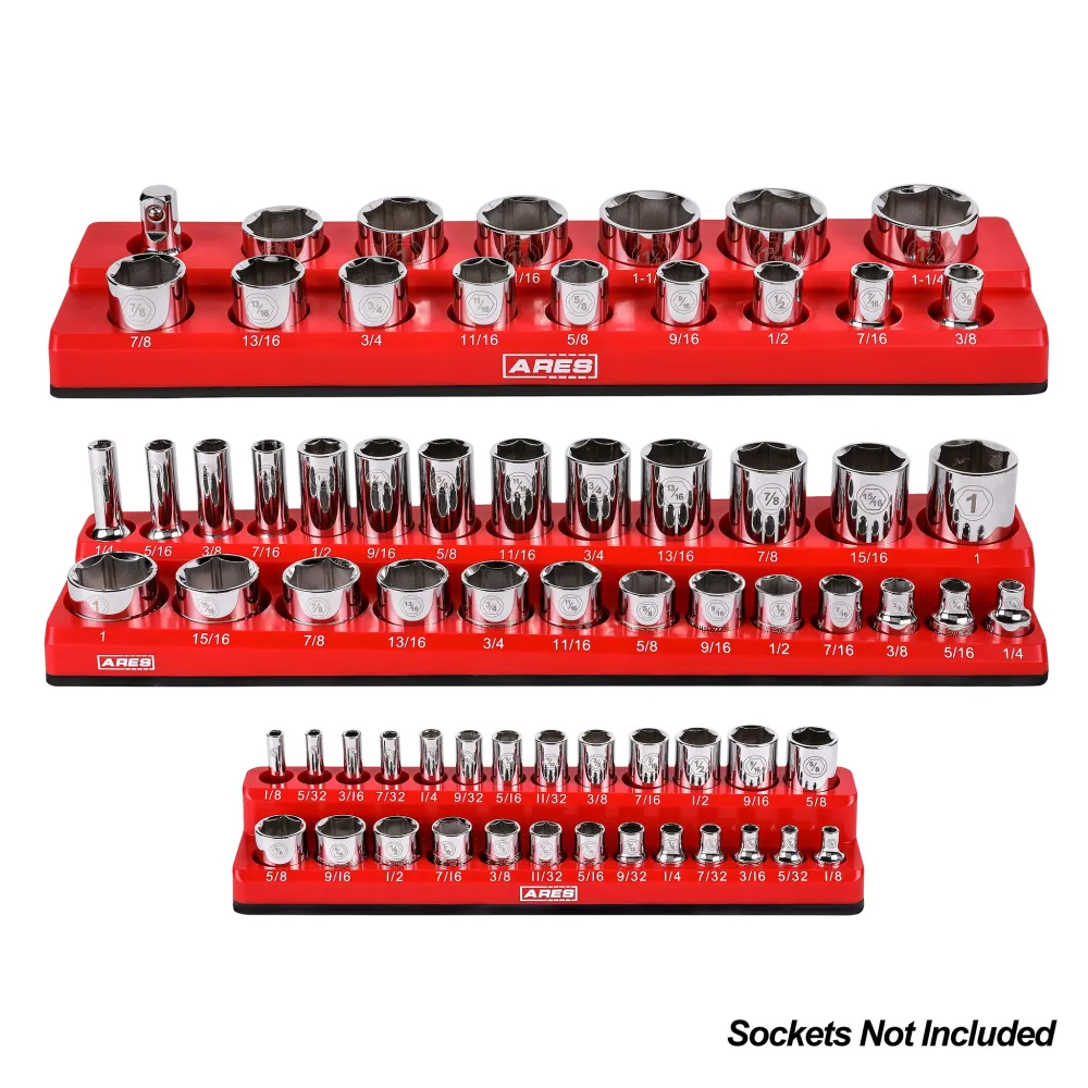 ARES 60057 - 6-Piece Black and Rood Metric and SAE Magnetic Socket Organizer Set