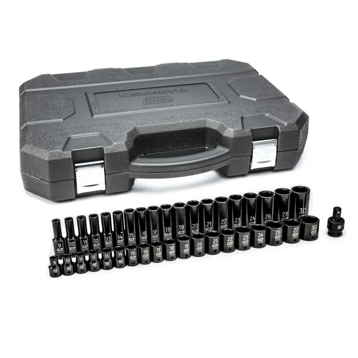 GEARWRENCH 39 PC. 1/2" Drive 6 Point Normaal & Deep Impact Metric Socket Set