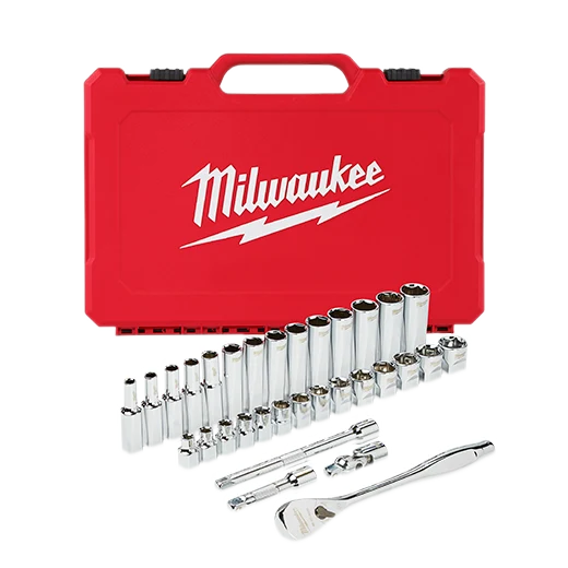MILWAUKEE 32 PC. 3/8" Drive Ratchet & Socket Set - Metric met 1 jaar garantie