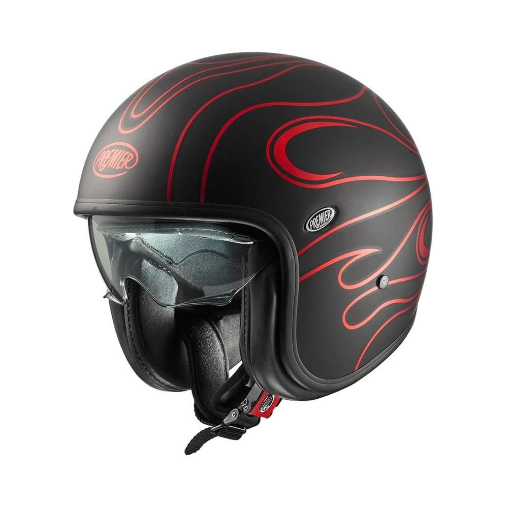 PREMIER RETRO FR CROMADO ROJO BM CASCO JET MOTO Red