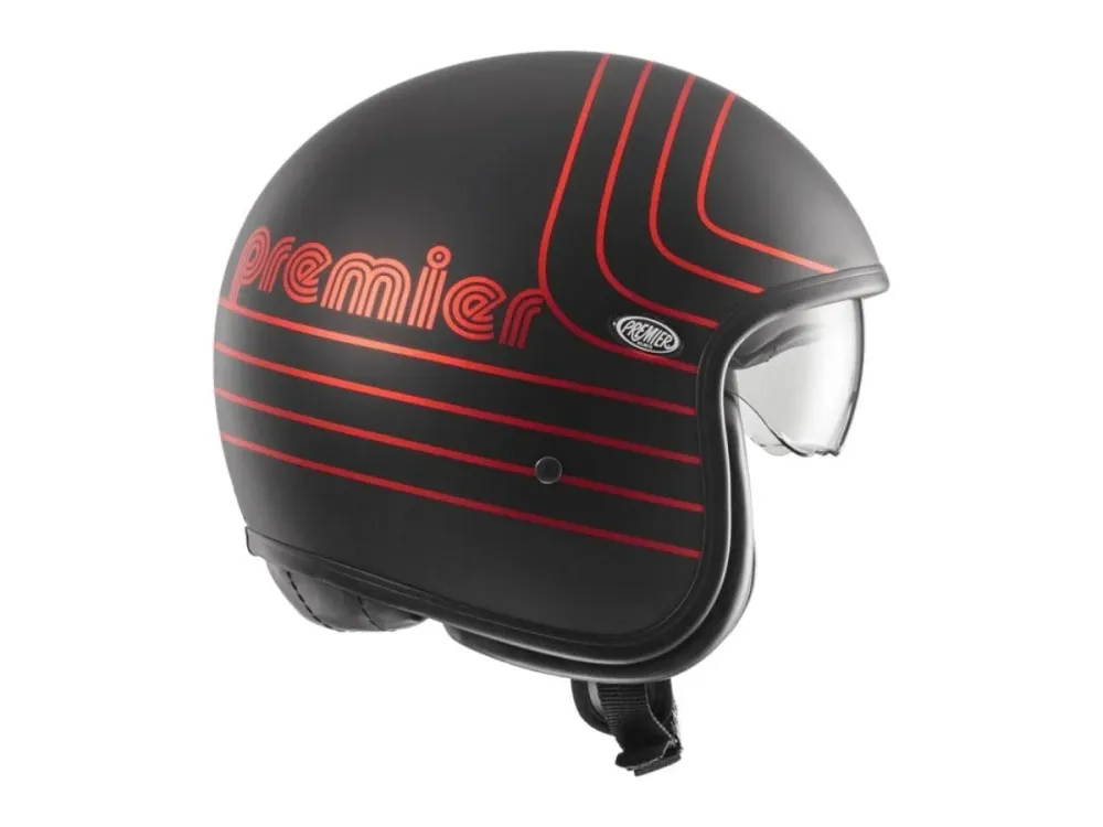 PREMIER RETRO FR CROMADO ROJO BM CASCO JET MOTO Red