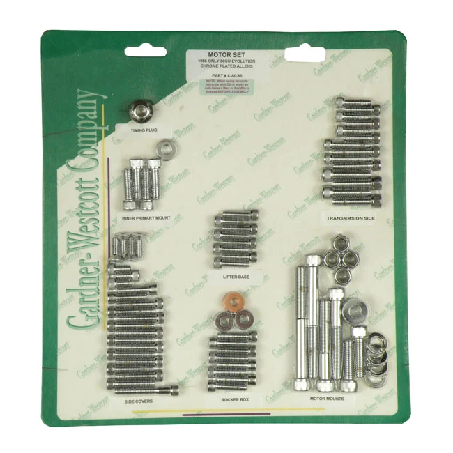 Motor Screw Sets, Verchroomd Allen Harley-Davidson