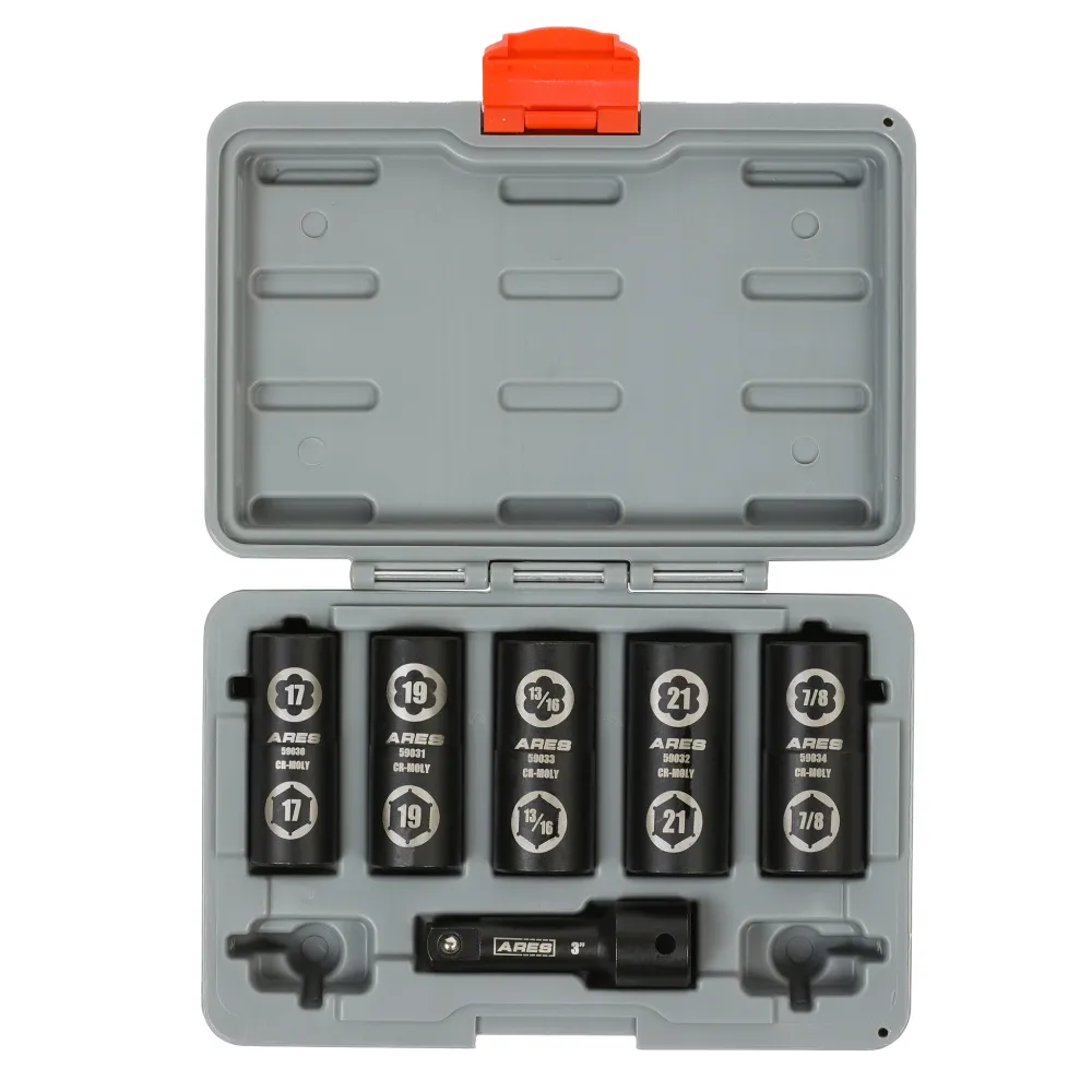 ARES 59035 - 1/2-Inch Drive 6pc Basis Hex and Damaged Lug Nut Flip Socket Set