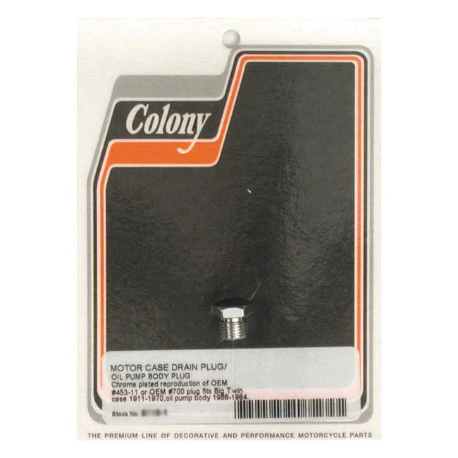 Colony,Tapón Drenaje Carter / Tapón Bomba Aceite. Cromo Para Harley-Davidson