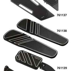 Driver floorboards Hexa Koolzwart w/anodised Harley-Davidson