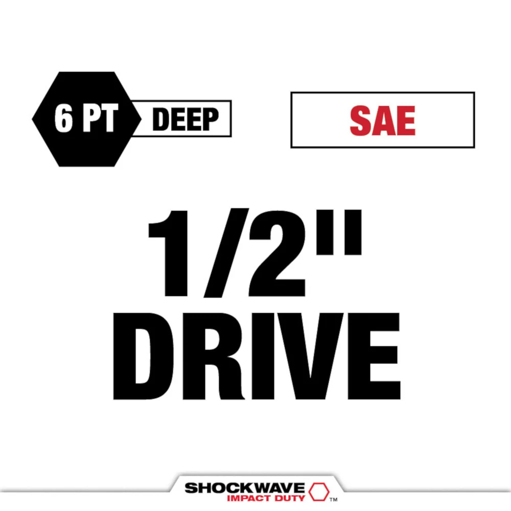 MILWAUKEE SHOCKWAVE IMPACT DUTY 1/2 Drive 7/8" SAE Lug Nut Wheel Socket