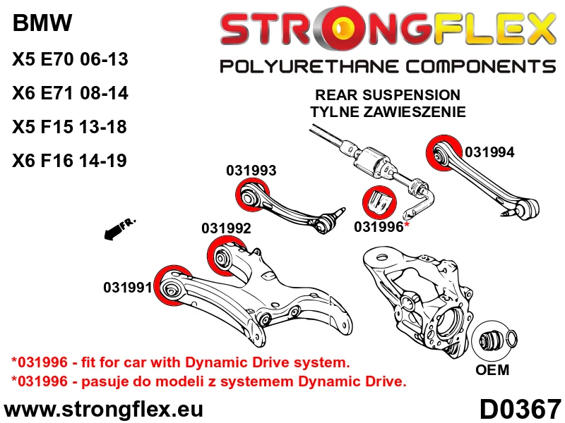 Full suspension polyurethane bush kit SPORT - BMW > X5 > III F15/F85|BMW > X6 > II F16/F86