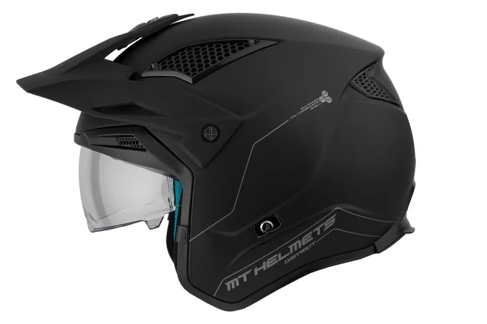 MT District Sv Massief A1 negro mate Casco de moto carretera todoterreno Mate