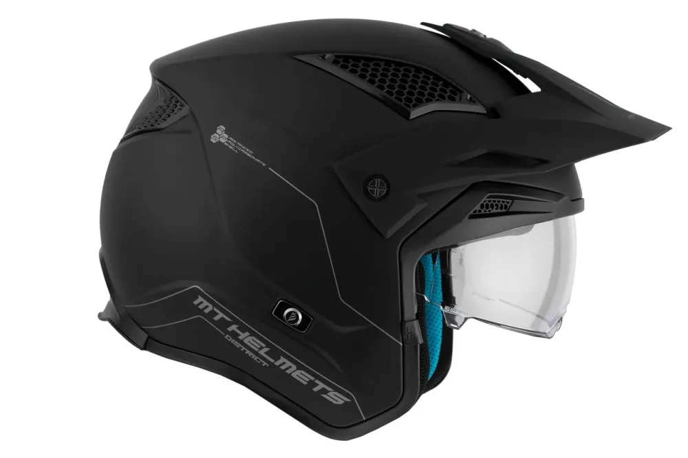 MT District Sv Massief A1 negro mate Casco de moto carretera todoterreno Mate