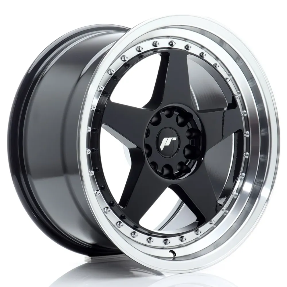 Japan Racing JR-6 18x9.5" 5x114.3/120 ET22, Gloss Zwart, Machined Lip
