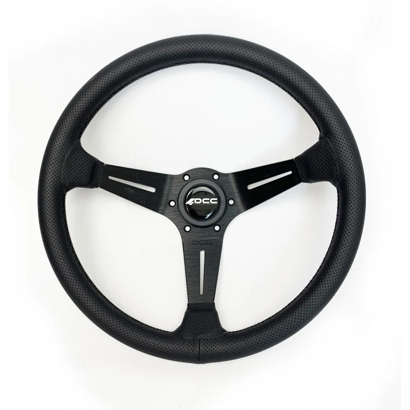 VOLANTE DESPLAZADO MOD. TRADITIONEEL PIEL PERFORADA BRAZOS NEGROS OCC MOTORSPORT