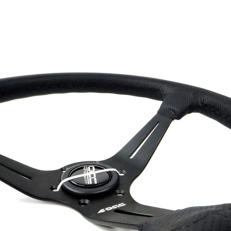 VOLANTE DESPLAZADO MOD. TRADITIONEEL PIEL PERFORADA BRAZOS NEGROS OCC MOTORSPORT