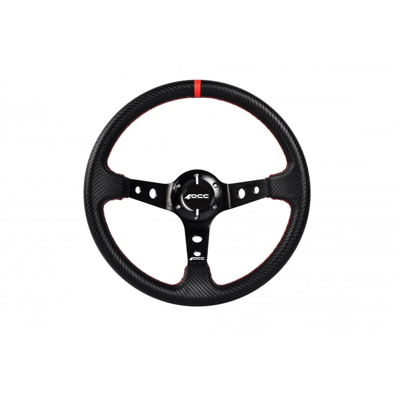 Quick Release VOLANTE DESPLAZADO + PIÑ / CONO VOLANTE MOD. TRACK VINILO CARBONVEZEL LOOK BRAZOS NEGROS OCC MOTORSPORT