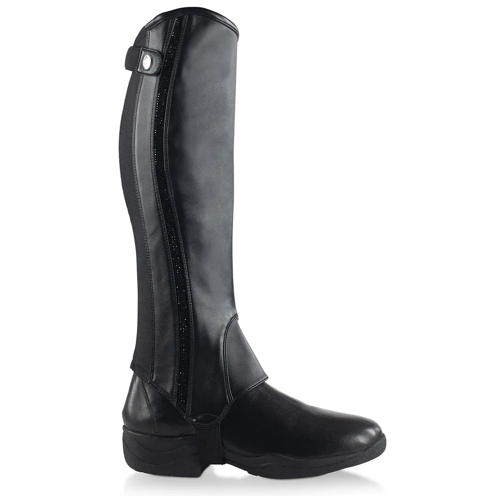 Sabrina Women's PU Van leer Glitter Half Chaps Black XL
