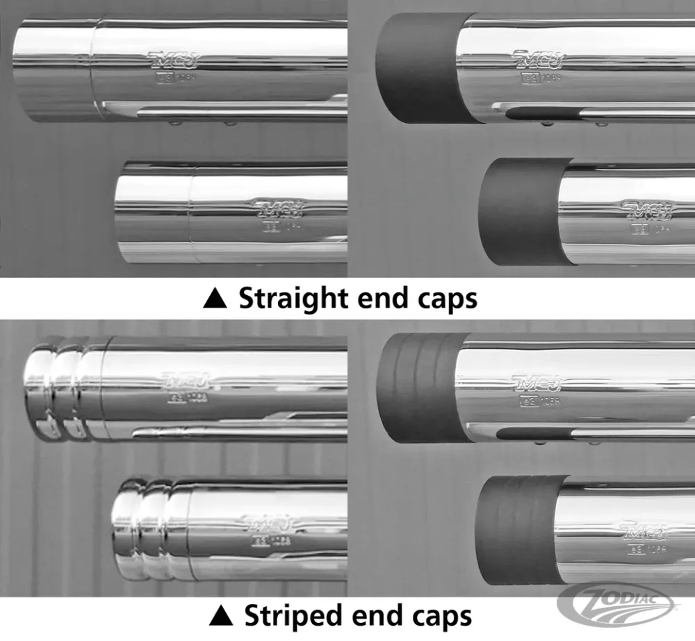 Striped ENDCAPS 100mm MUFFLER blk Harley-Davidson
