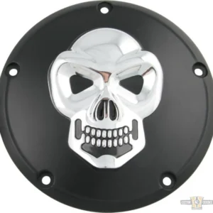 Skull Derby Cover Black Metaalglans Harley-Davidson