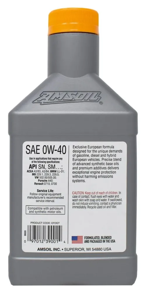 Hydraulische Aceite Motor Amsoil SAE 0W-40 FS Sintetico 946 mL EFOQT