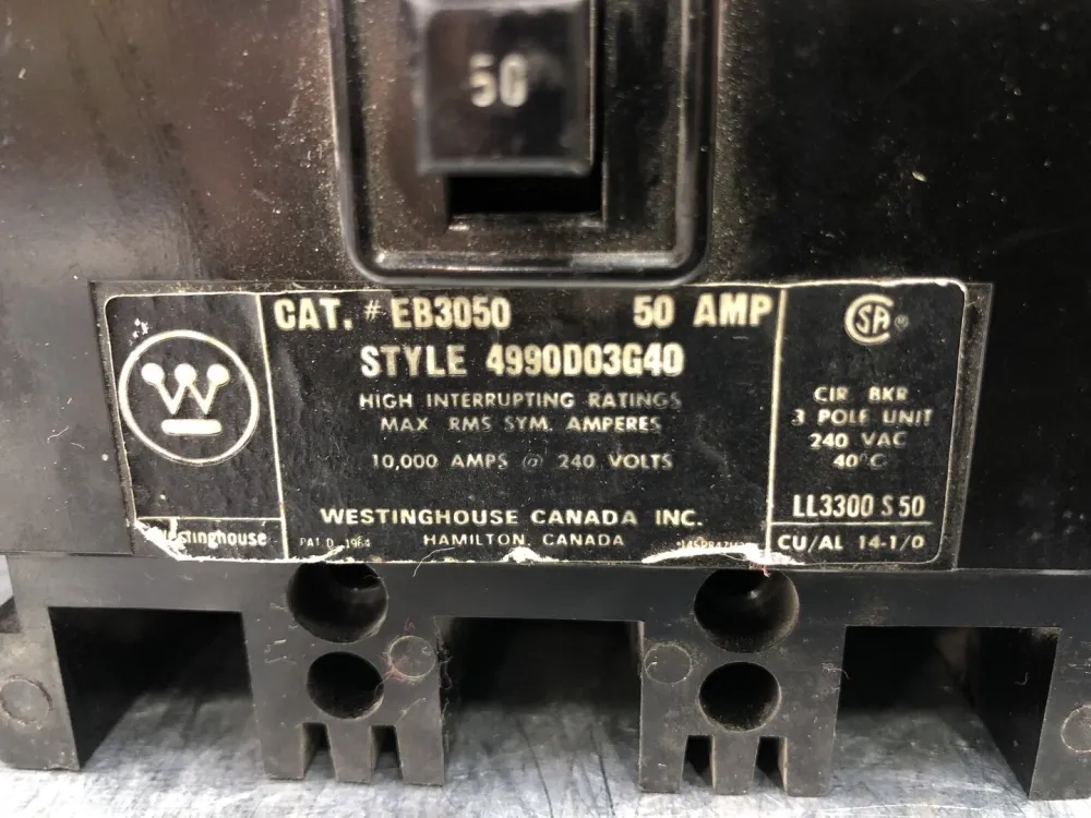 Accu Onderhoud 50 Amp, 3 Pole, 240 Volts Circuit Breaker EB3050