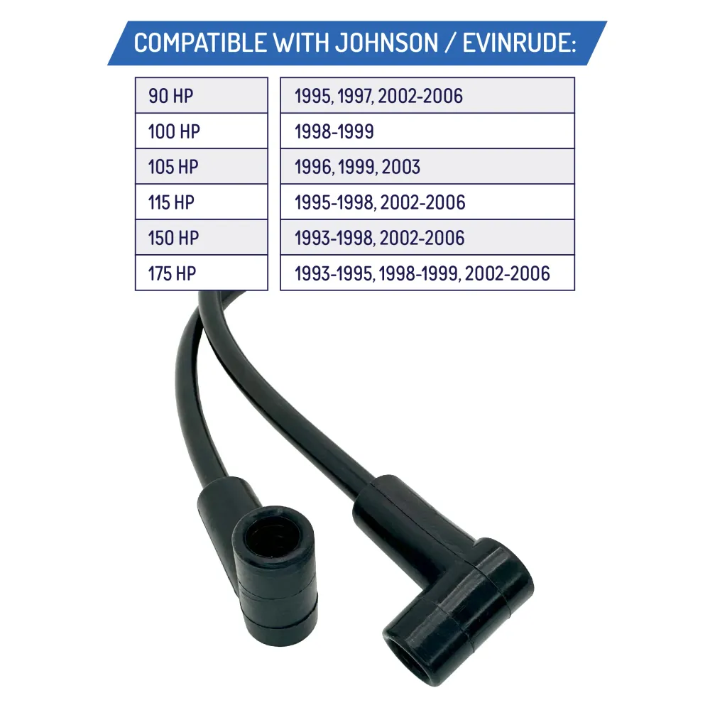 Spark Plug Ignition Wires Johnson Evinrude 90-175 HP 60 deg V4 - 5005805, 584919
