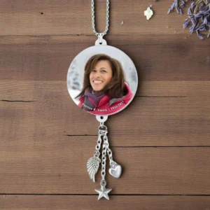 Circle Loving Memory Memorial Car Charm met Spraykop