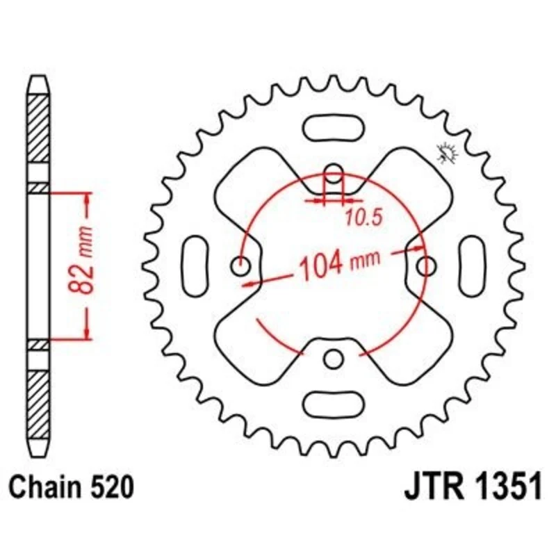 Corona JT 1351 de acero con 40 dientes