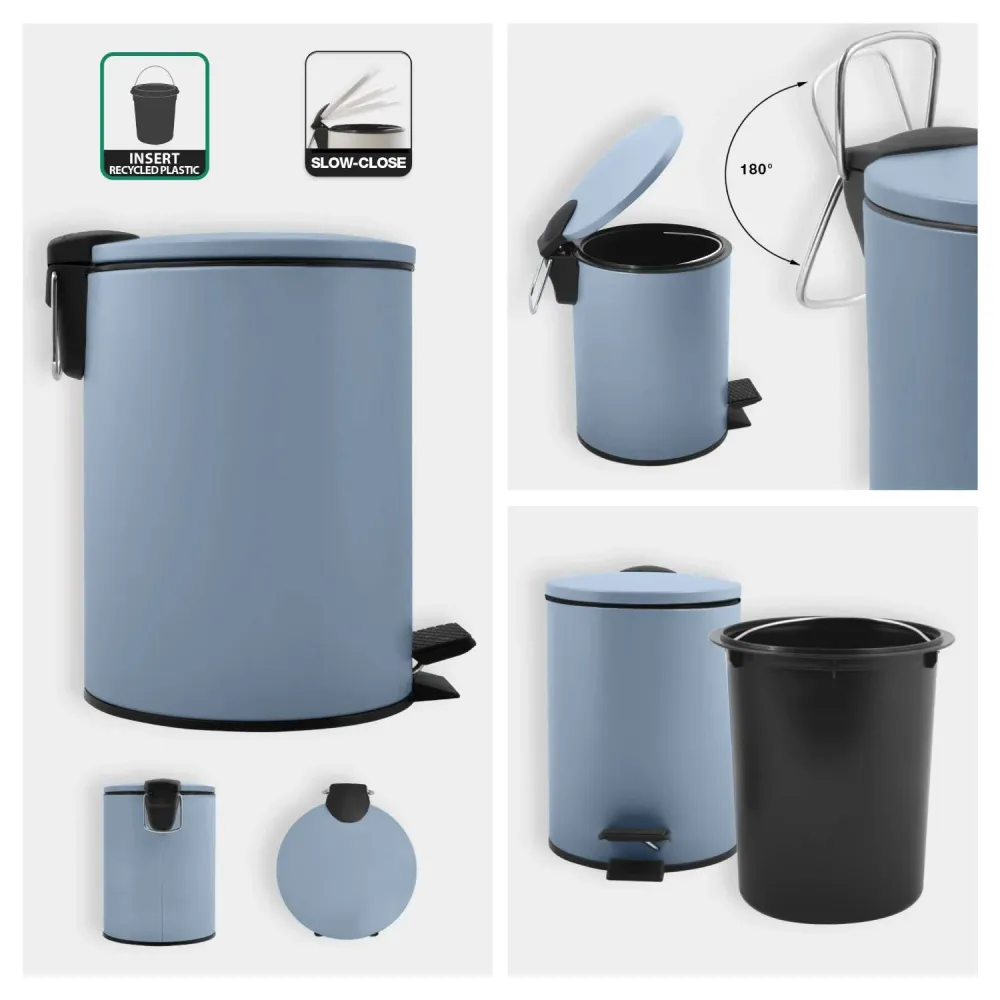 Pedal bin steel model Adelar capacity 5 liters effen blue color