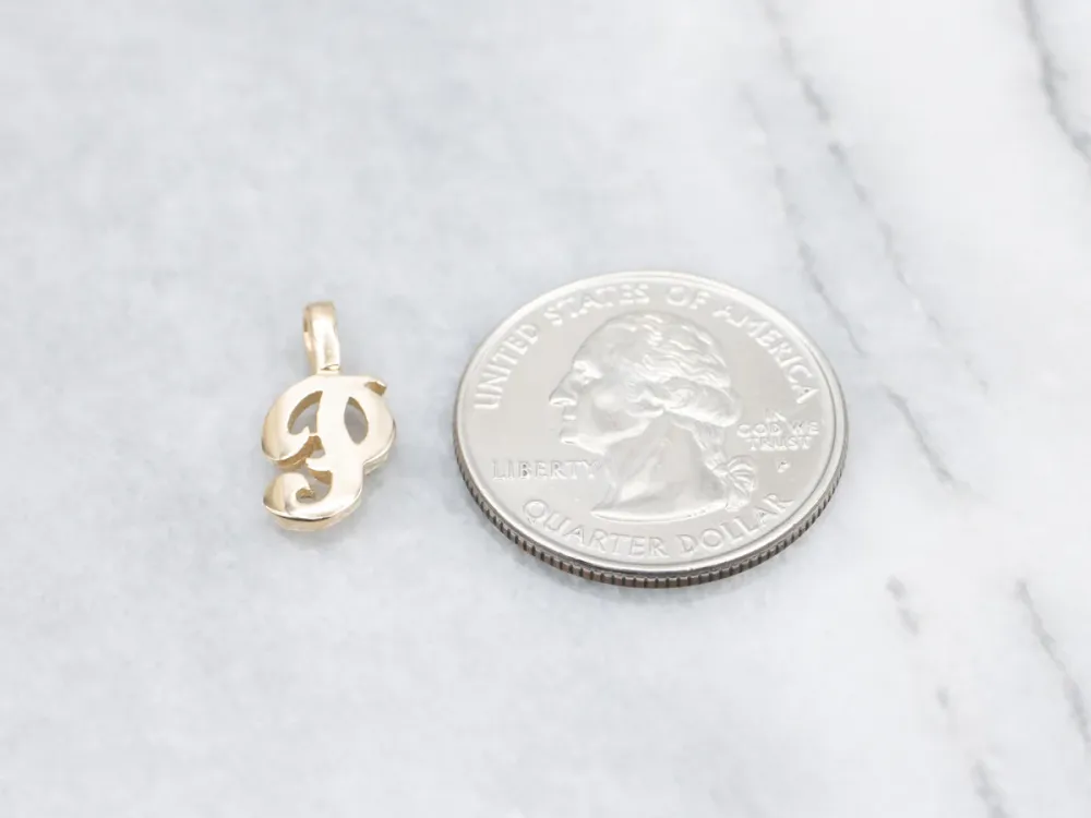Goud Cursive Letter "P" Initial Pendant voor Garagegebruik