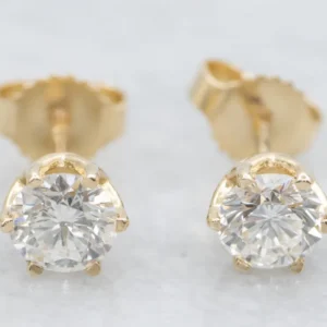 Diamond Crown Setting Stud Earrings