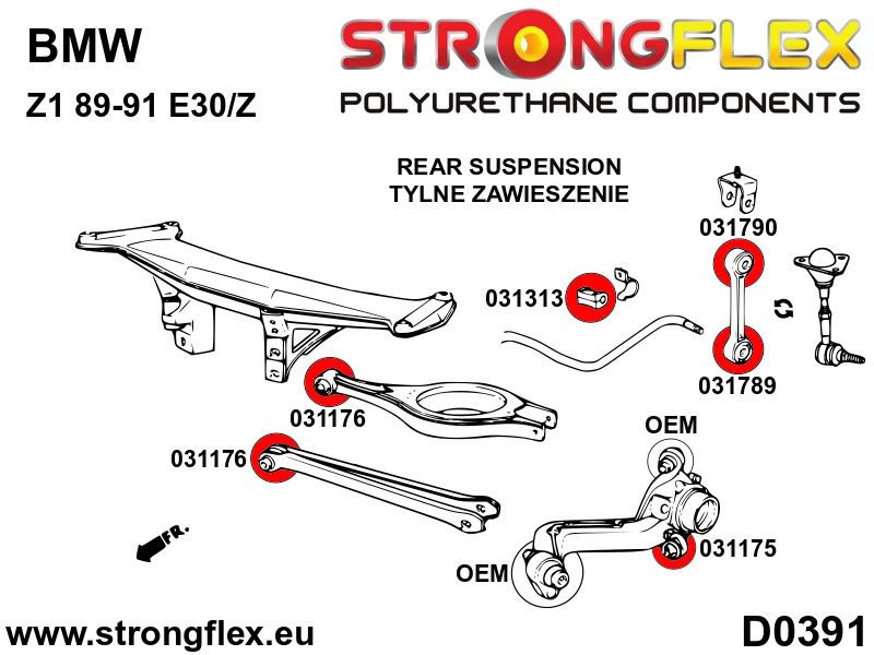 Full suspension polyurethane bush kit - BMW > Z1 E30/Z