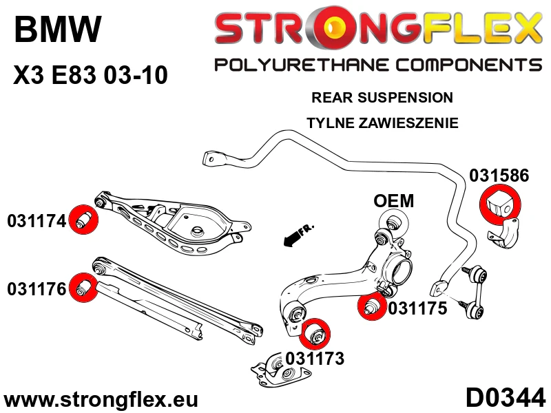 Full suspension polyurethane bush kit SPORT - BMW > X3 > I E83