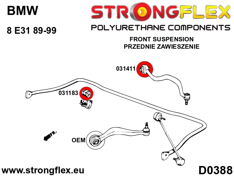 Full suspension polyurethane bush kit SPORT - BMW > Serie 8 > I E31