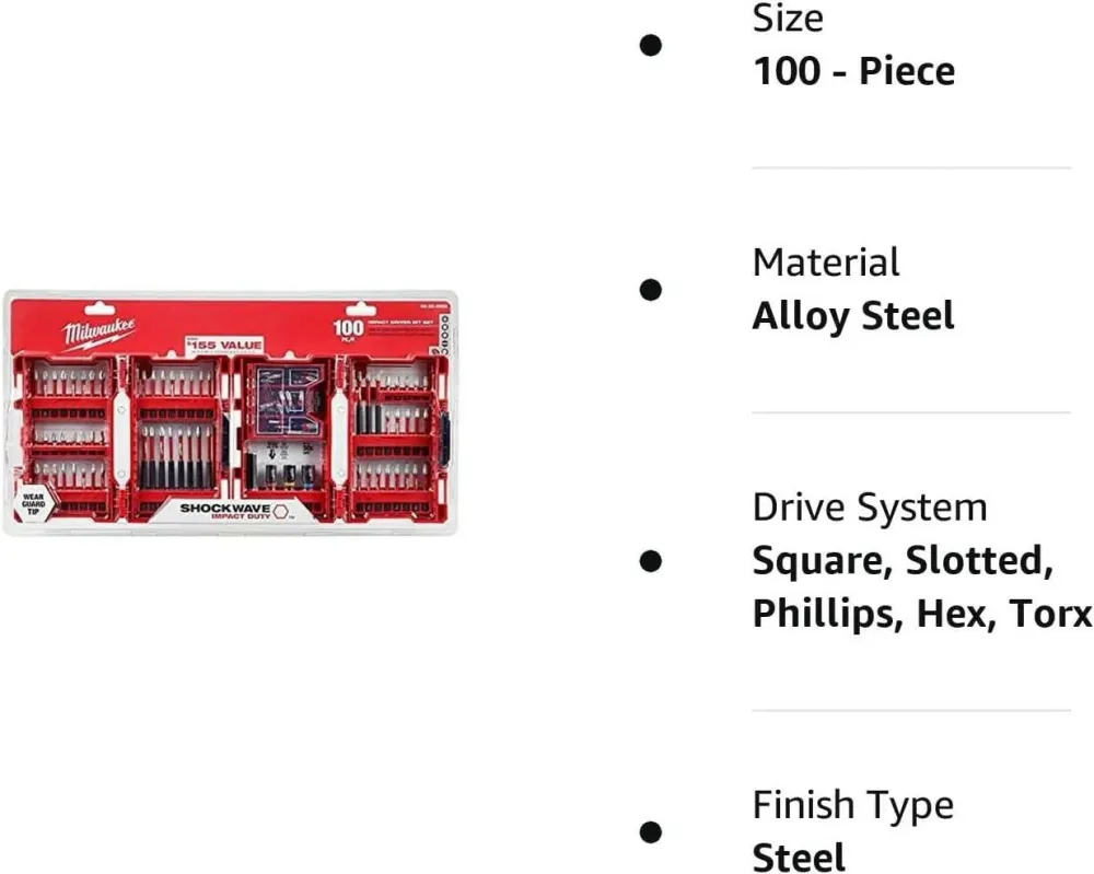 Milwaukee Shockwave Impact Duty Legering Steel Drill and Screw Driver Bit Set (100-Piece)