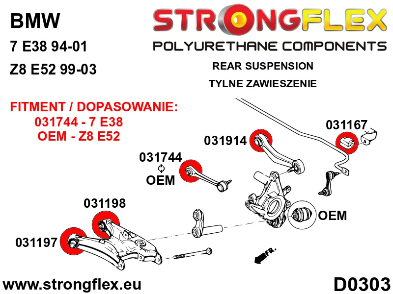 Rear suspension bush kit SPORT - BMW > Serie 7 > III E38