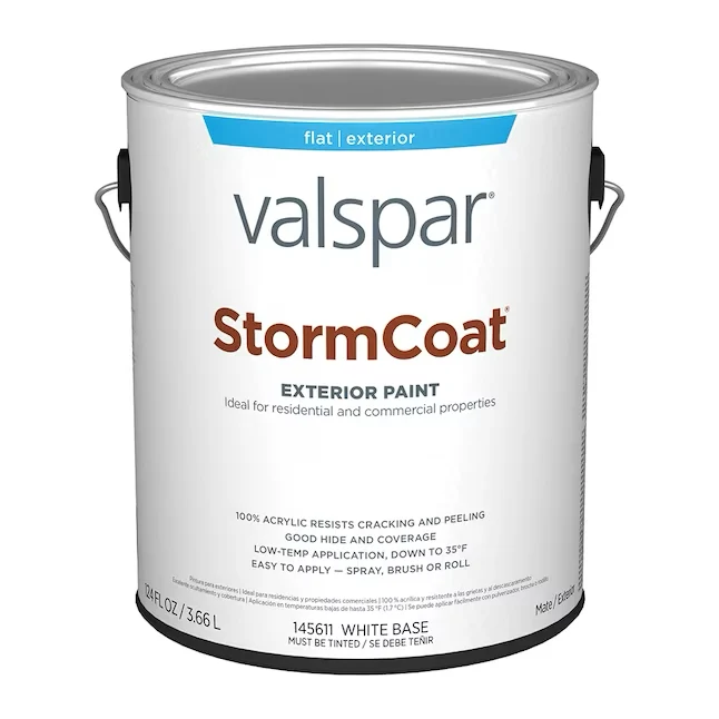 Valspar Pro Storm Coat Flat Pastel Tintable Elastiek Exterior Paint (1-Gallon) met UV-Filter