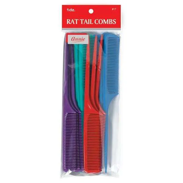 Annie Rat Tail Comb Set 12Ct Asst Color