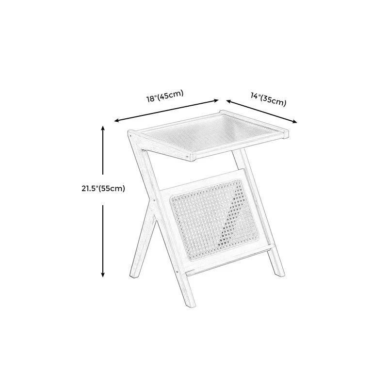 Modern Style Van bamboe Rattan Material Glass Desktop Rectangular Side Table zwarte mesh-uitvoering 18l