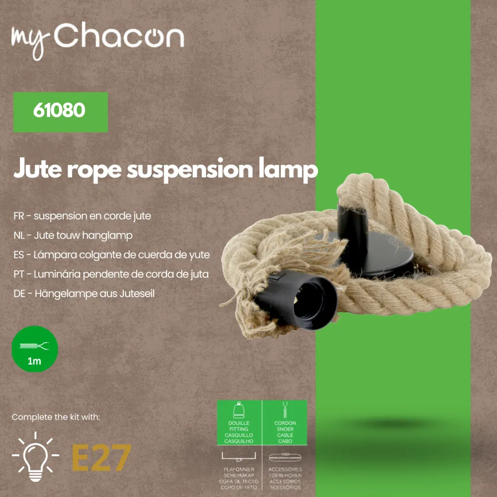 Rope suspension kit - jute Complete set voor vooras