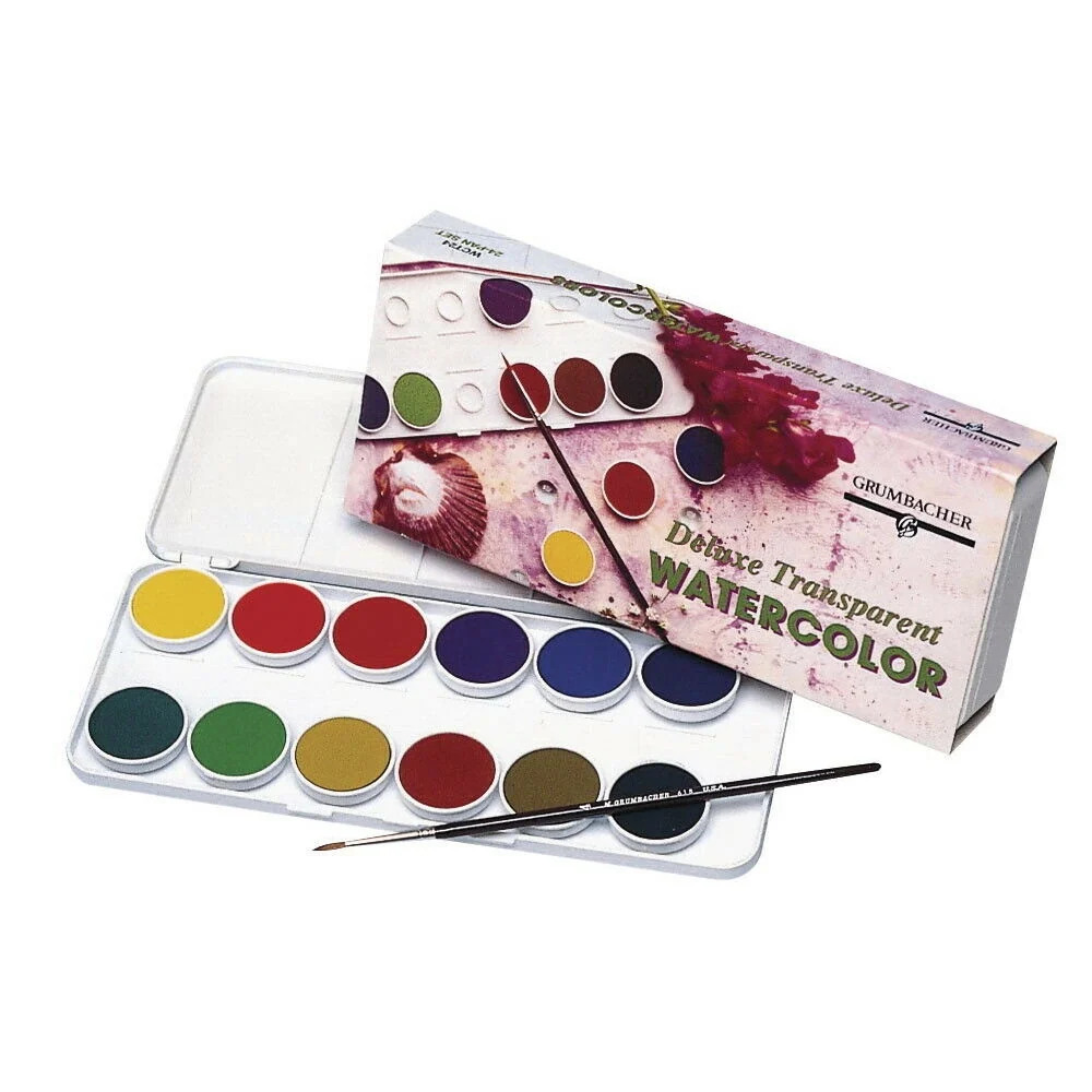 GT-stijl Grumbacher - Glazen Watercolor 12-Color Pan Set