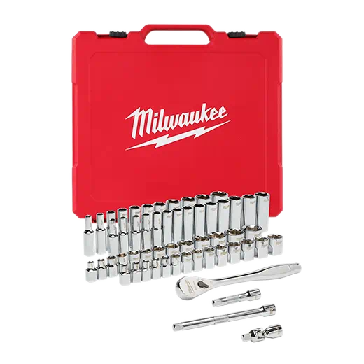 Achterzijde passagier MILWAUKEE 56 PC. 3/8" Drive Ratchet & Socket Set - SAE & Metric Q4